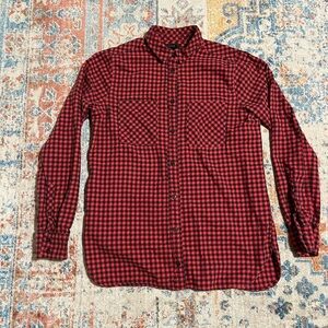 JCrew red and black plaid flannel button-down